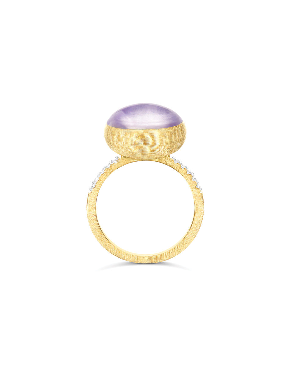 Nanis Anello Violetta "Boules" in oro inciso, diamanti, lepidolite e madrepe – Nanis Italian Jewels Acquista Ora