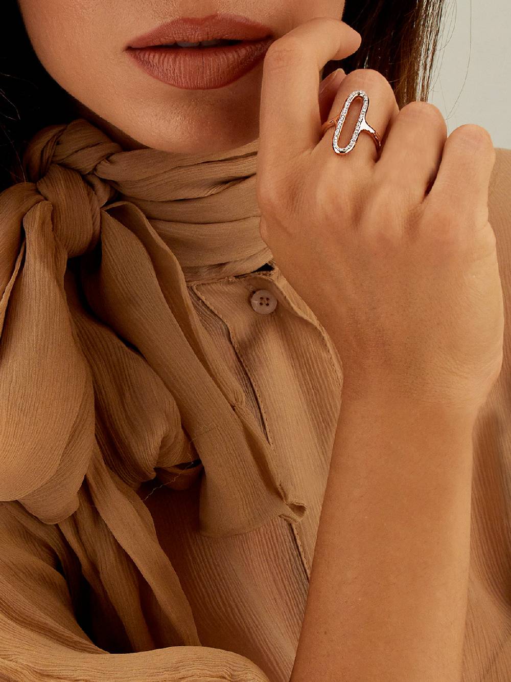 Nanis Anello "libera" con elemento ovale in oro rosa e diamanti (grande) – Nanis Italian Jewels Comprare a buon mercato