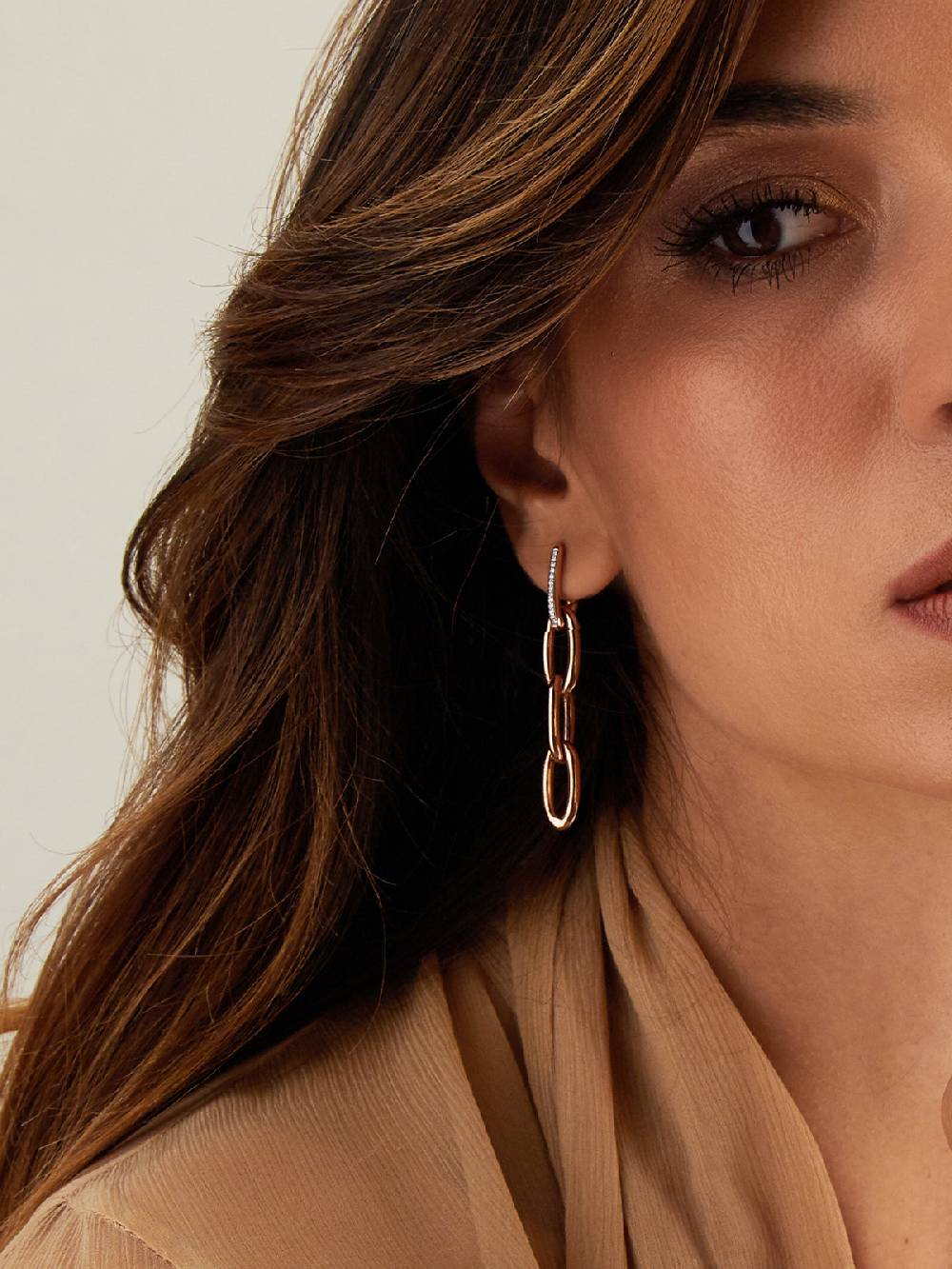 Nanis Orecchini "LIBERA SOUL" pendenti con triplo elemento in oro rosa e dia – Nanis Italian Jewels Fornitura limitata