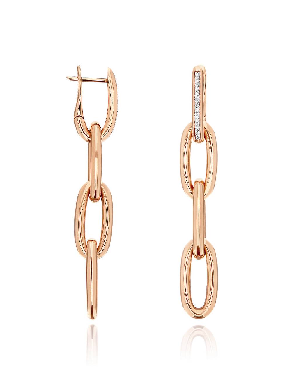 Nanis Orecchini "LIBERA SOUL" pendenti con triplo elemento in oro rosa e dia – Nanis Italian Jewels Fornitura limitata