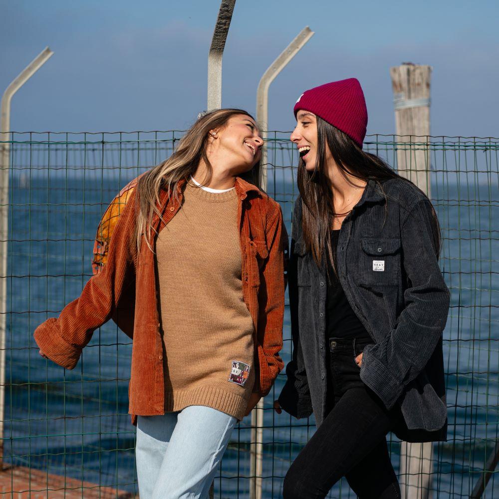 Seay / Camicia in Velluto a Coste Nera Delavé Vendita Economica