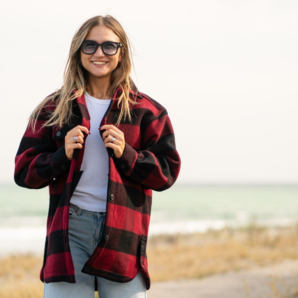Seay / Cappotto Quadri Rosso Nero In Saldo