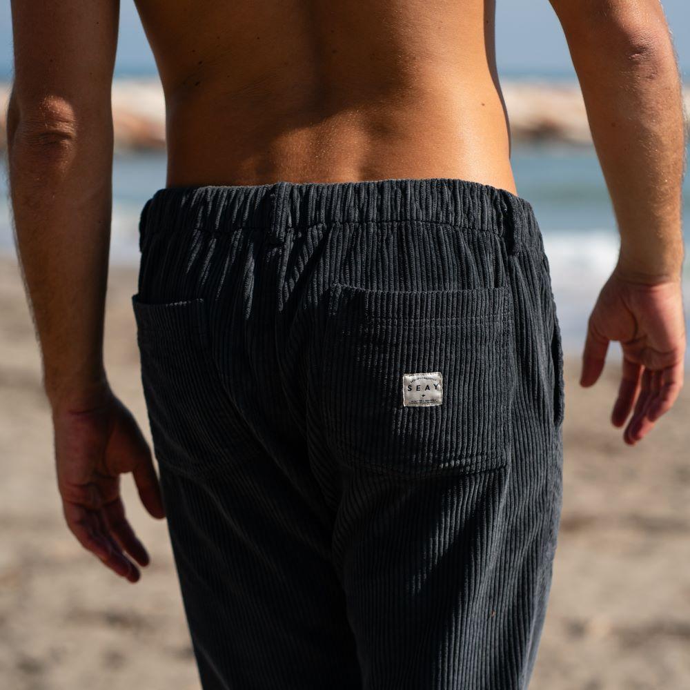 Seay / Pantalone Lungo Velluto Nero Delavé Nuova