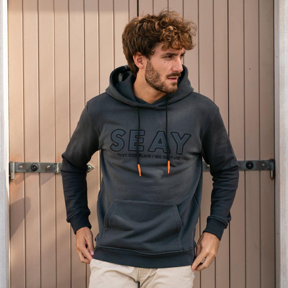 Seay / Felpa con Cappuccio Nera Delavé Pezzi Unici