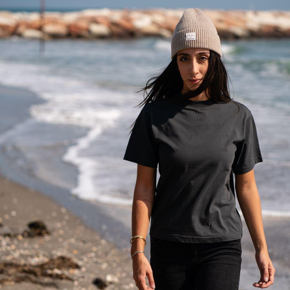 Seay / T-shirt Nera Delavé Offerta