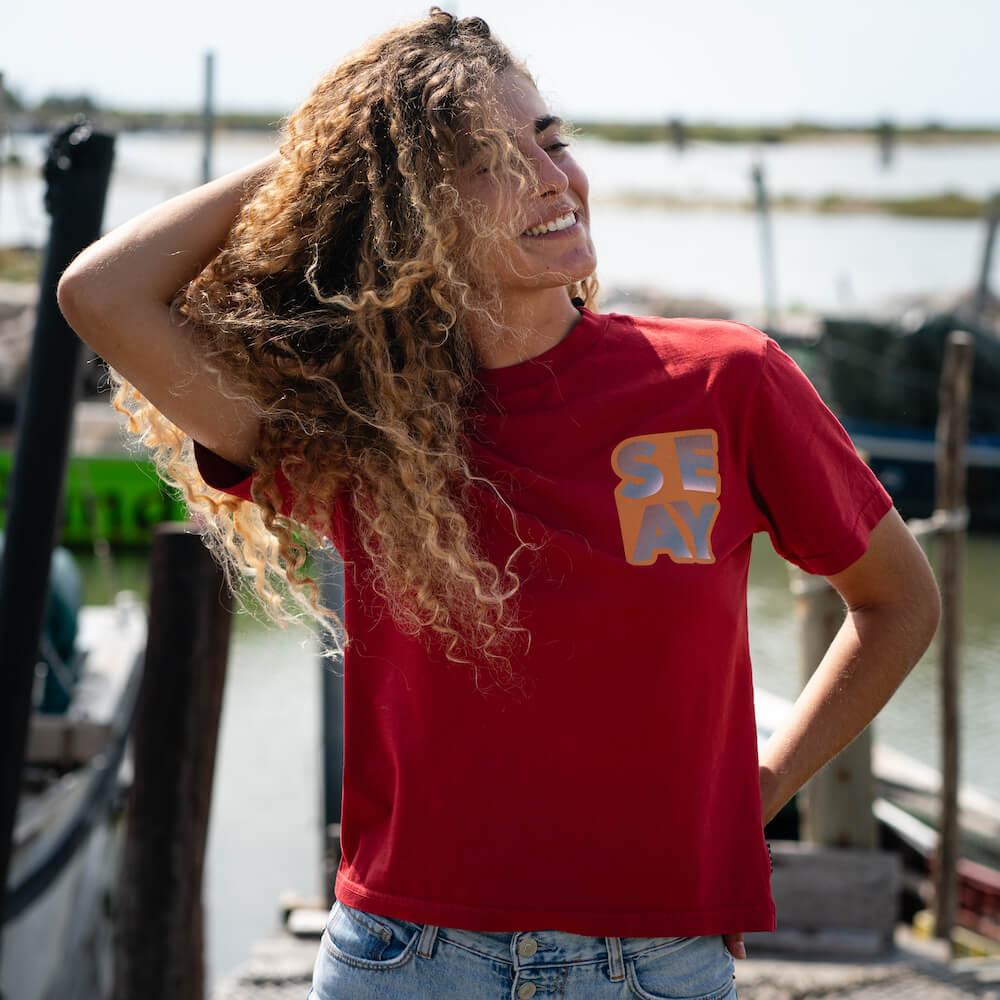 Seay / T-Shirt Loose Fit Rossa Offerte