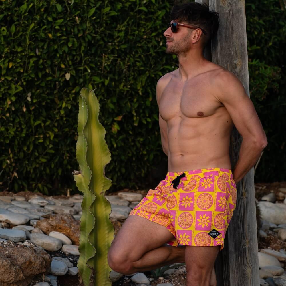 Seay / Costume da Bagno Corto Rosa Giallo Symbols Moda