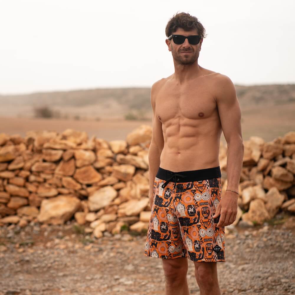 Seay / Boardshort Arancione Stampa Etrusca by Hazkj Italia