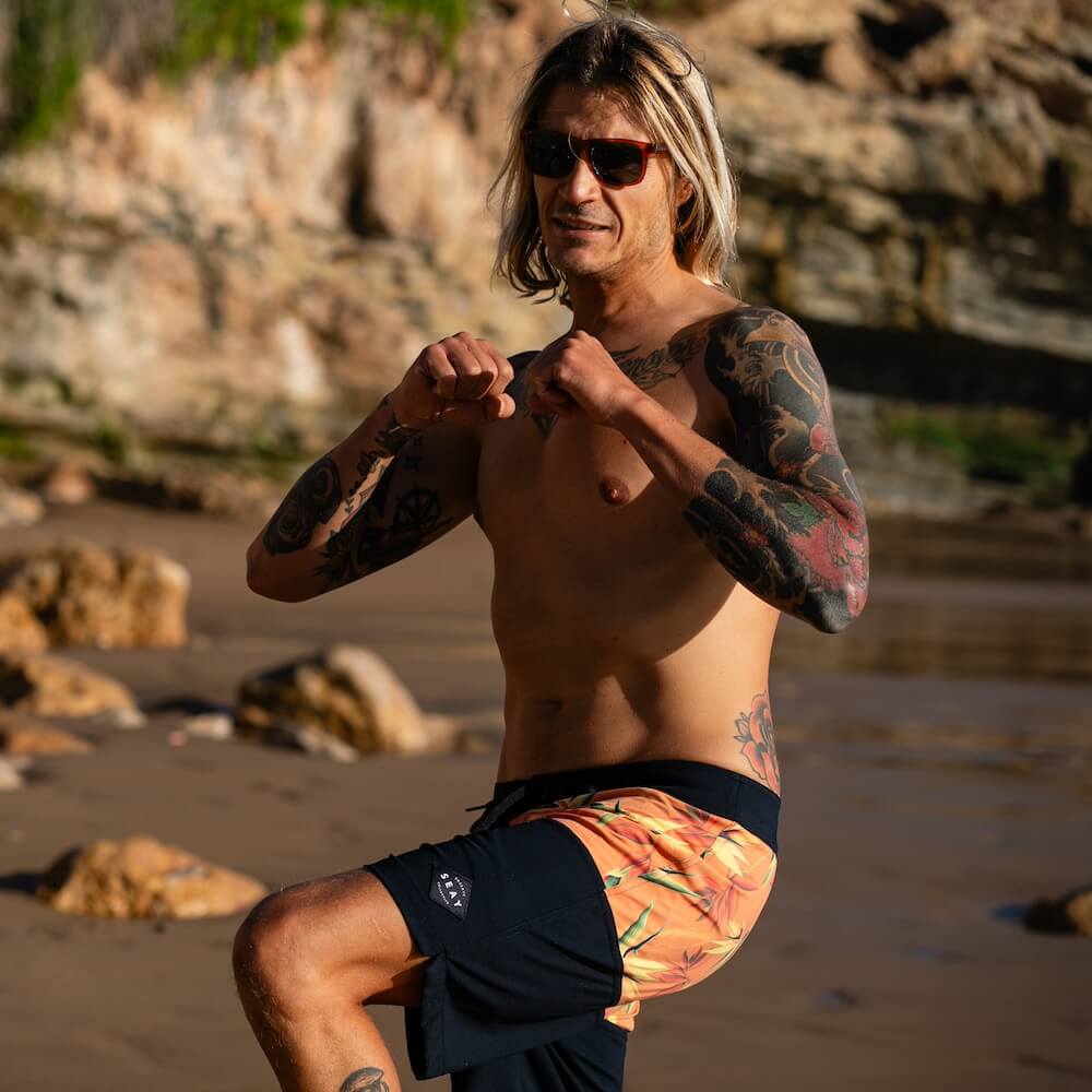 Seay / Boardshort Nero Arancione Bird of Paradise In Linea