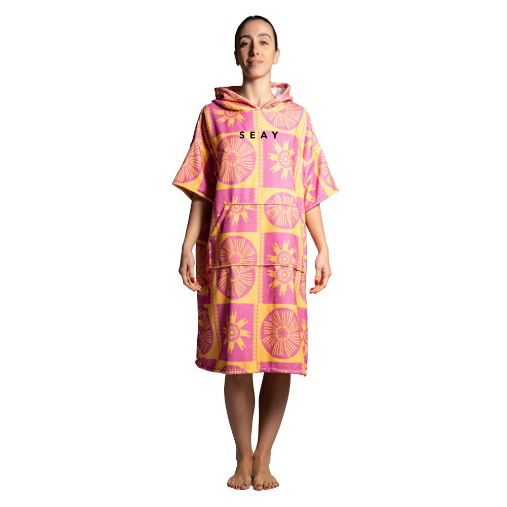 Seay / After Session Poncho Rosa Giallo Symbols Economico