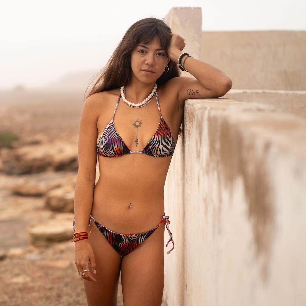 Seay / Triangolo Bikini Reversibile Nero Zebra & Giraffa Saldi Di Fabbrica
