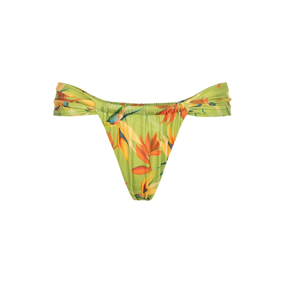 Seay / Slip Bikini Brasiliano con Laccetti Verde Bird of Paradise Nuovo