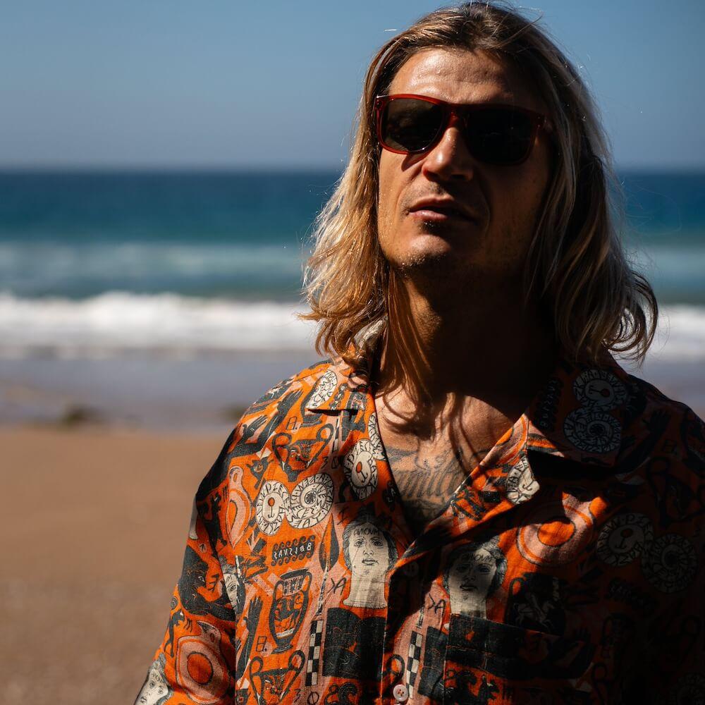 Seay / Camicia Hawaiana Arancione Stampa Etrusca by Hazkj Spedizione Gratuita
