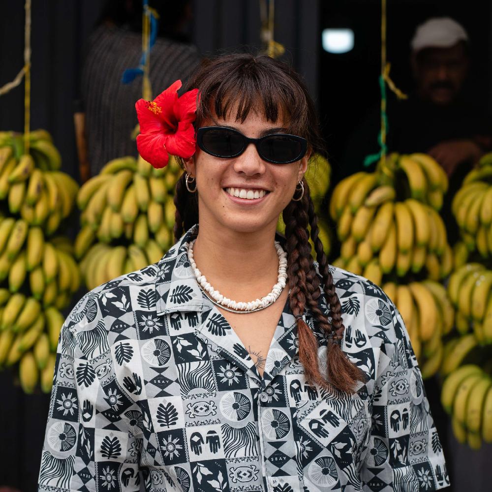 Seay / Camicia Hawaiana Grigia Nera Symbols Pezzi Unici
