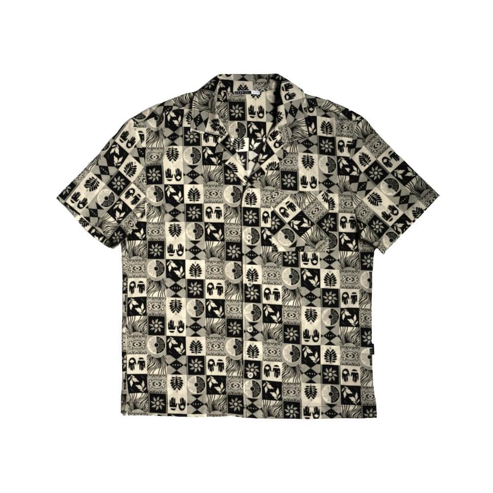 Seay / Camicia Hawaiana Grigia Nera Symbols Pezzi Unici