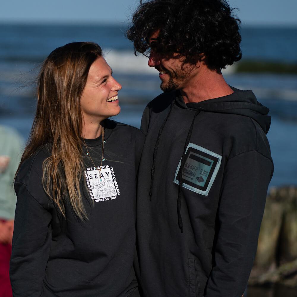 Seay / Felpa con Cappuccio Nera Siargao Offerte