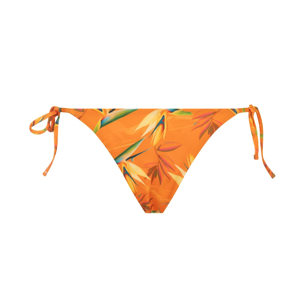 Seay / Slip Bikini Reversibile con Laccetti Nero Arancione Bird of Paradise Nuova