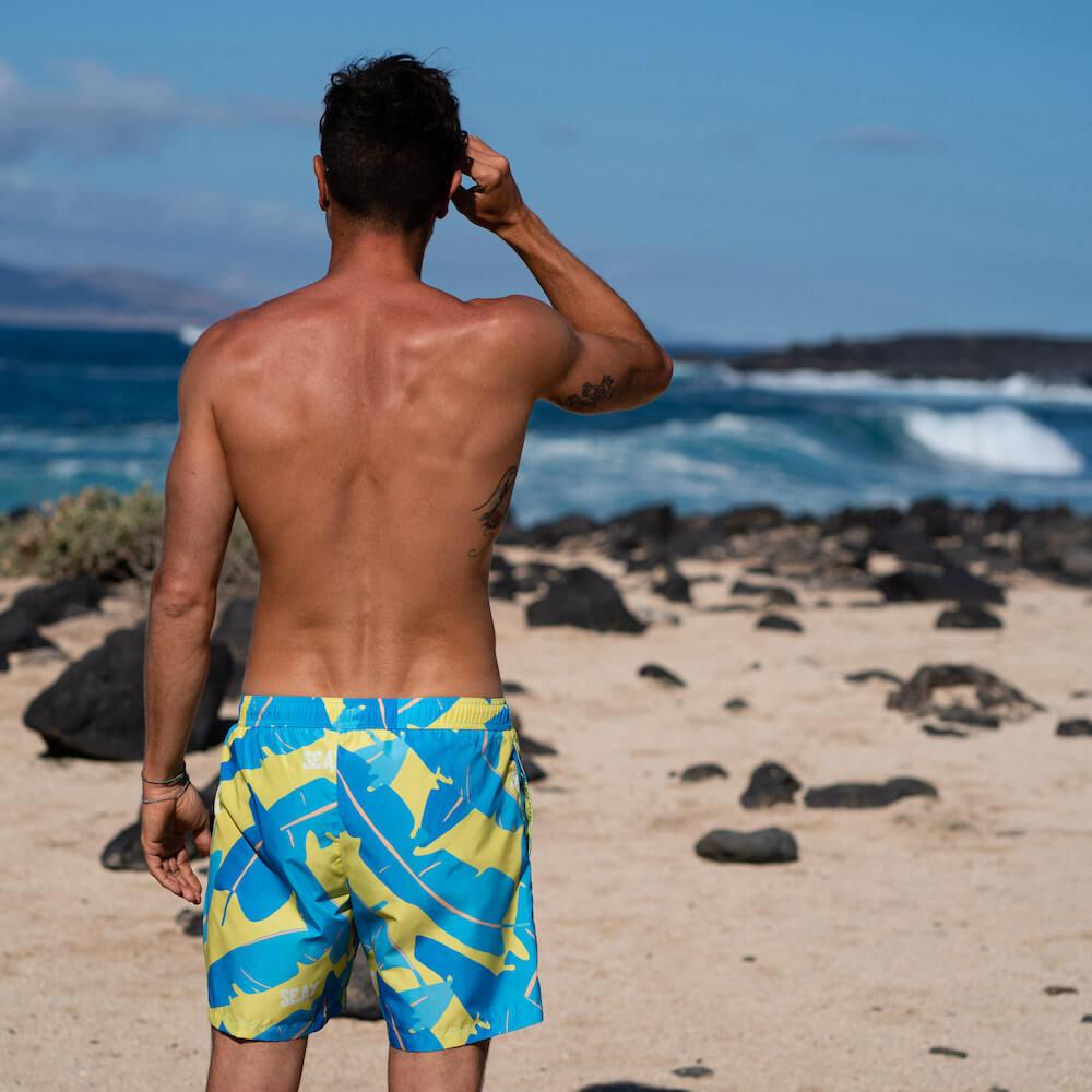 Seay / Swim Boxer Medio Giallo Blu Foglie Banano Convenienza