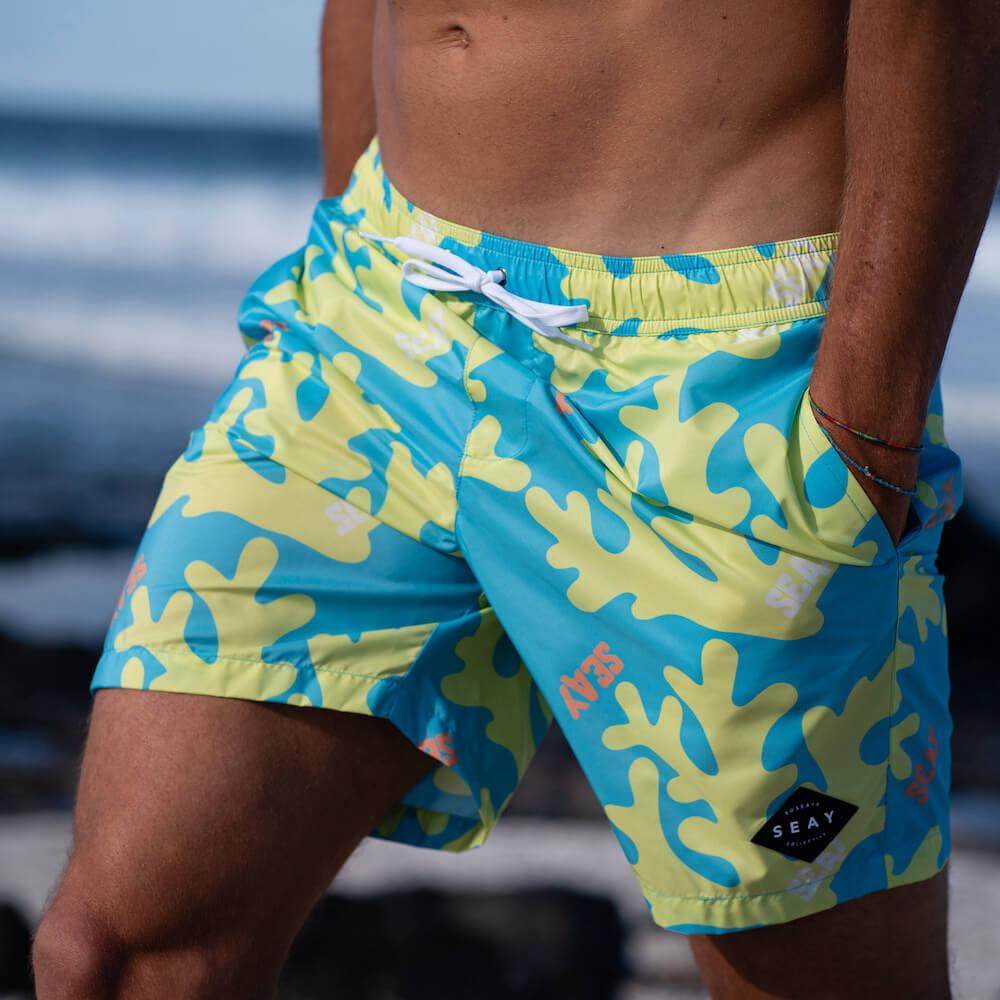 Seay / Swim Boxer Medio Giallo Blu Corallo Offerte