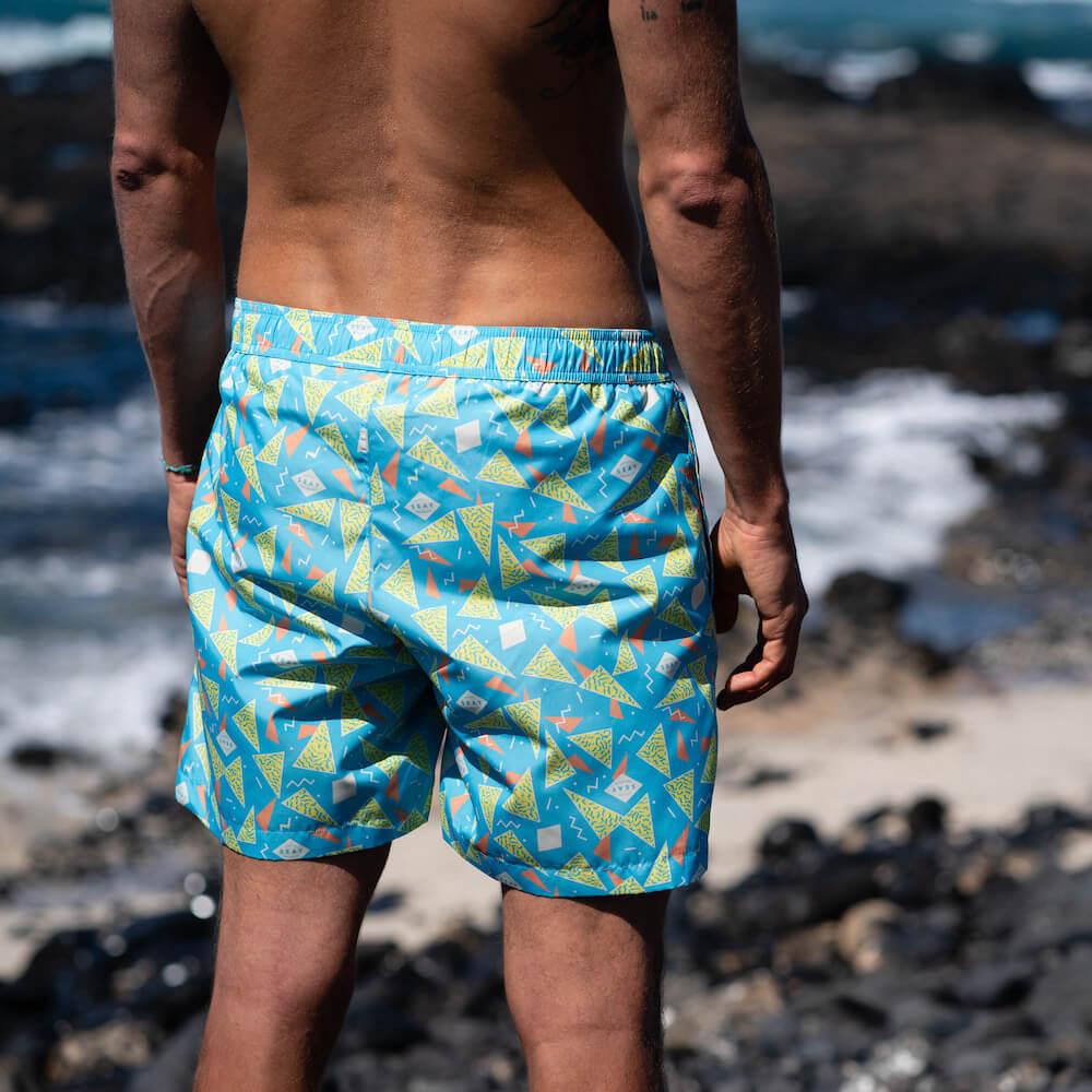 Seay / Swim Boxer Medio Azzurro Stampa 80s Vendita Economica