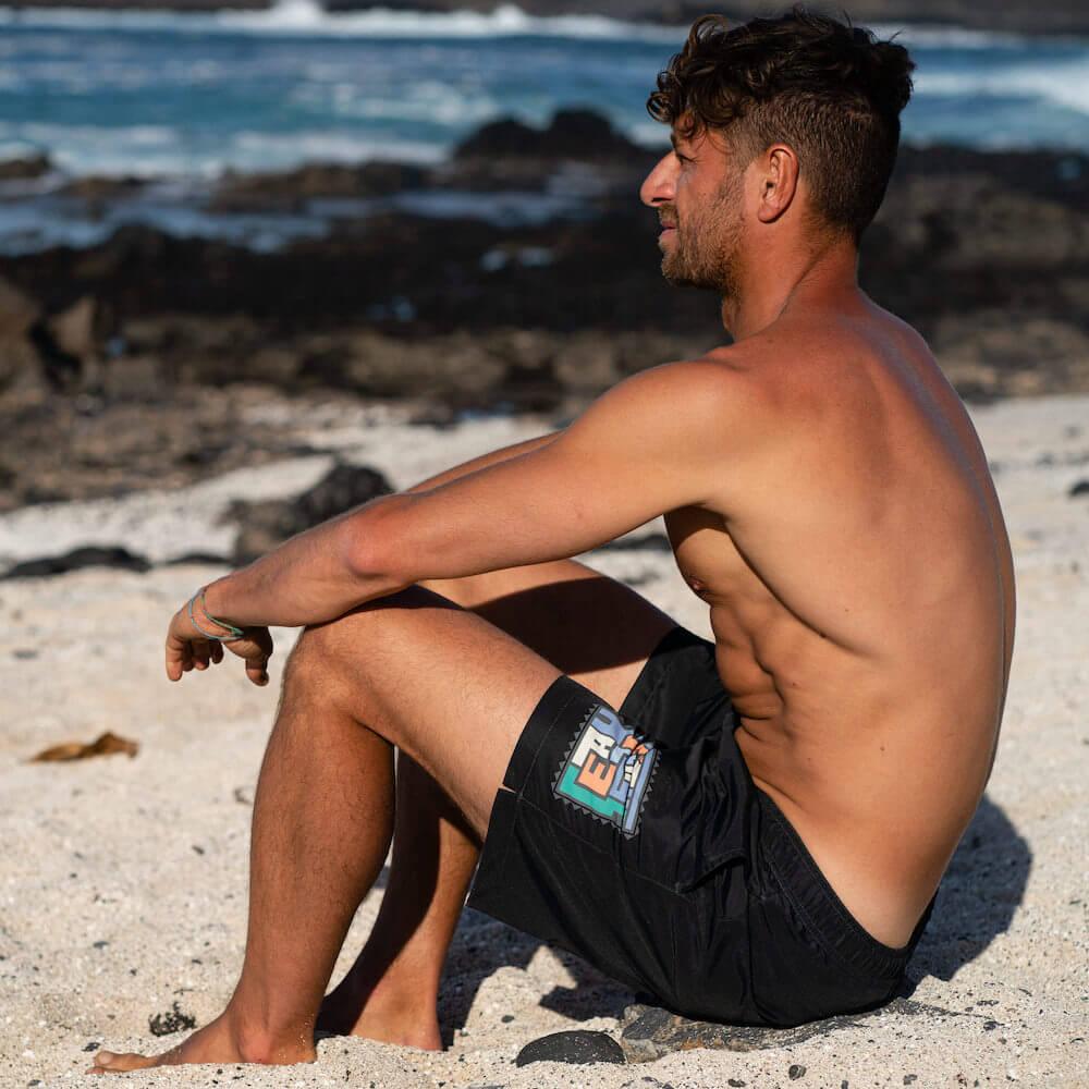 Seay / Swim Boxer Medio Nero Akaup I Più Venduti