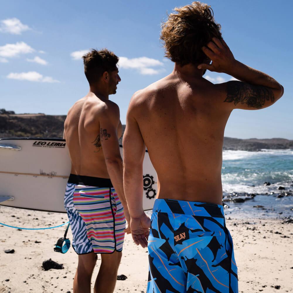 Seay / Boardshort Nero Blu Foglie Banano Alapai Negozio