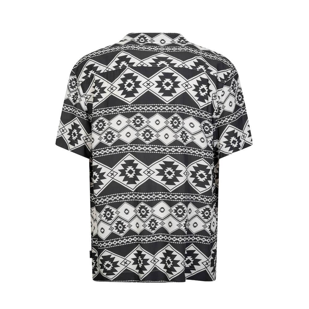 Seay / Camicia Hawaiana Bianco Nera Stampa Nativa Qualità Garantita