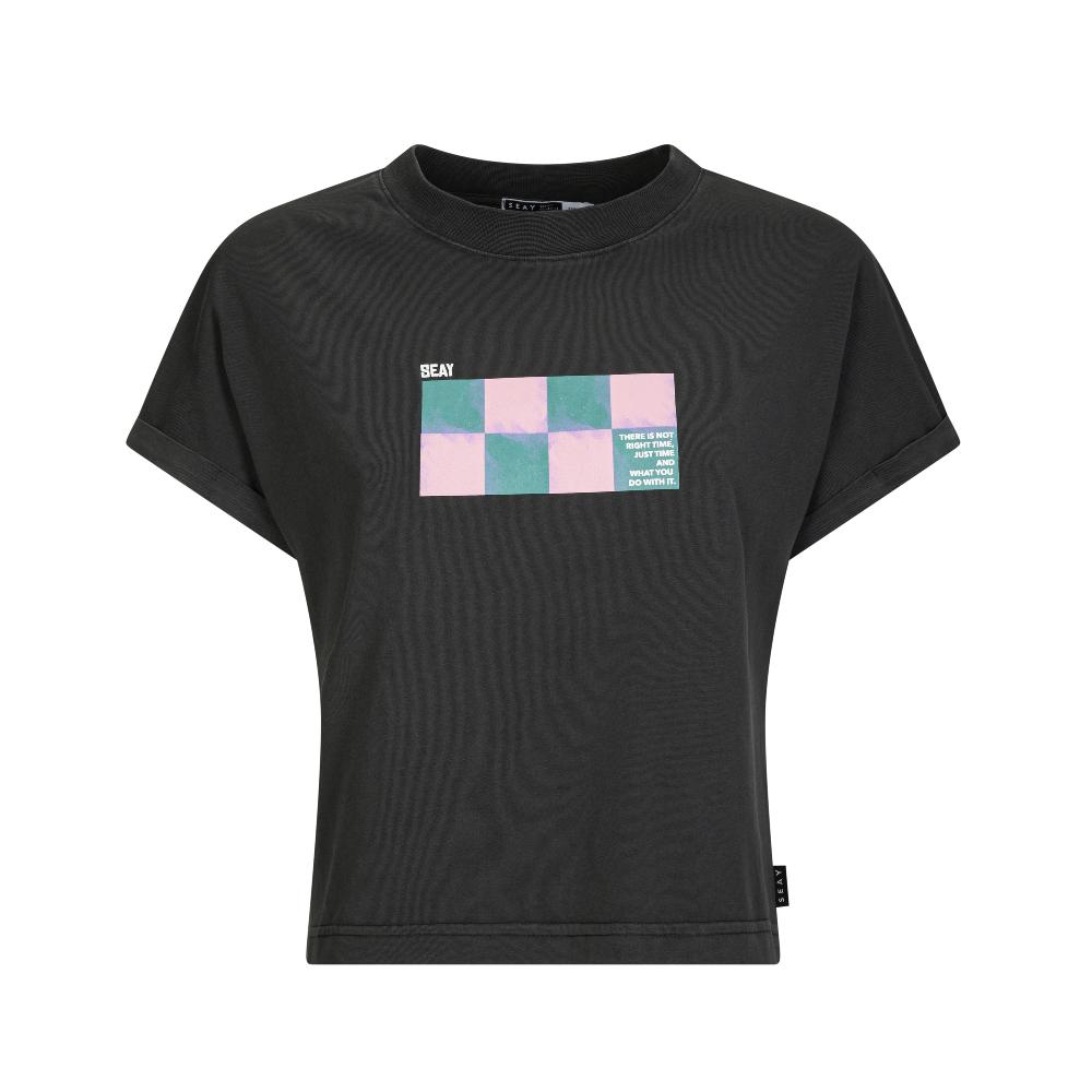 Seay / Crop T-Shirt Nera Kanoa Nuova