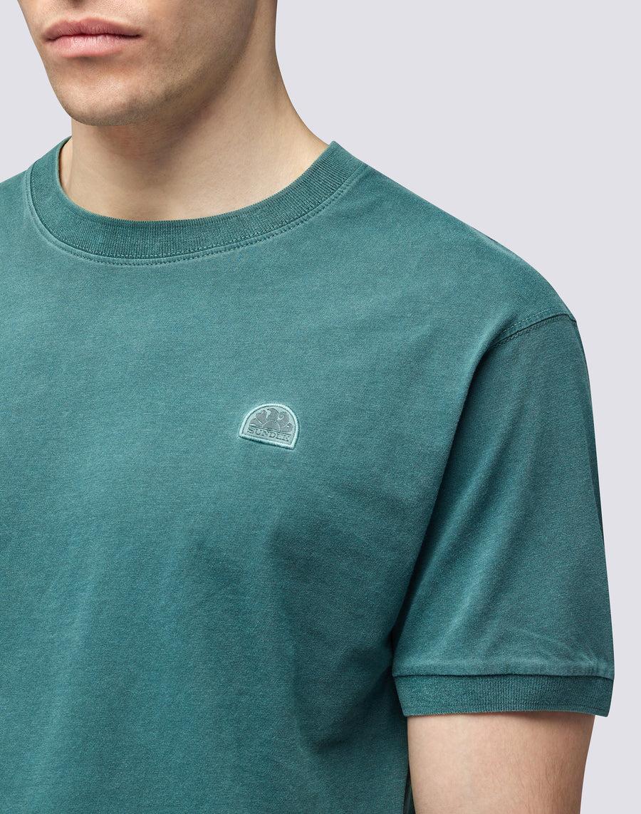 Sundek T-SHIRT NEW DEY GIROCOLLO TINTO CAPO CON LOGO m108tej78tc-86301 Vendita Economica