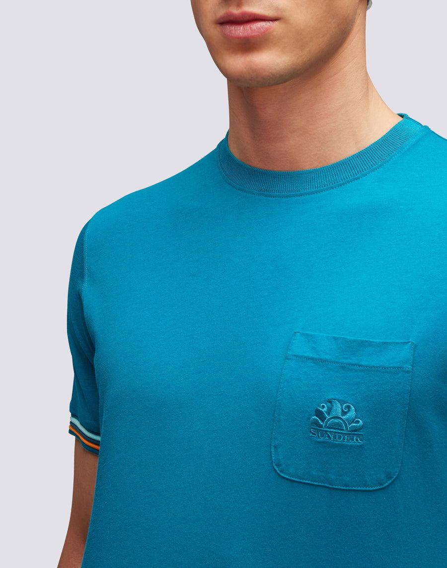 Sundek T-SHIRT FINN GIROCOLLO CON TASCHINO m775tej7800-01203 In Saldo