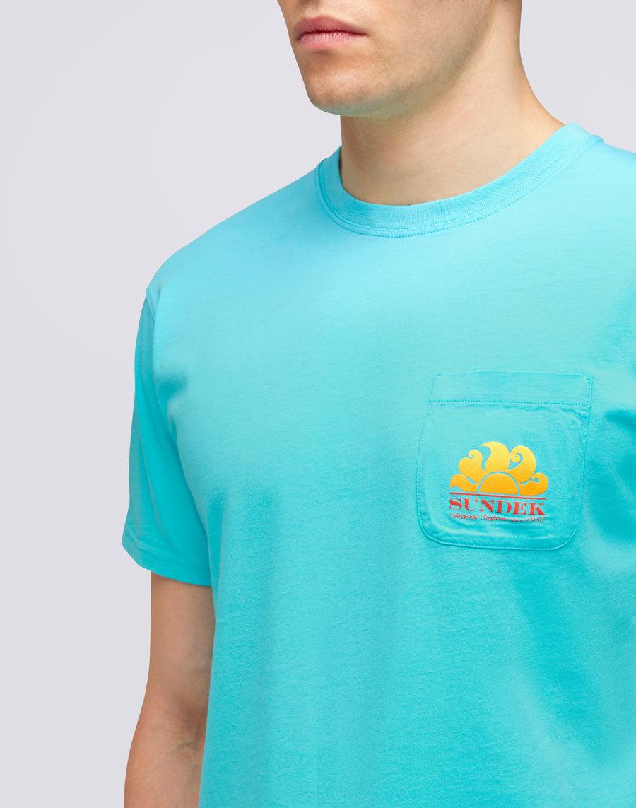 Sundek T-SHIRT NEW HERBERT GIROCOLLO CON MAXI-LOGO m028tej7800-05200 Qualità Garantita