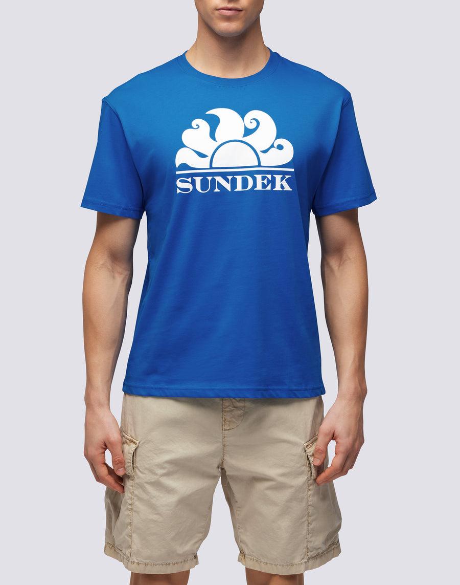 Sundek T-SHIRT GIROCOLLO CON STAMPA LOGO m021tej7800-a2201 Spedizione Gratuita
