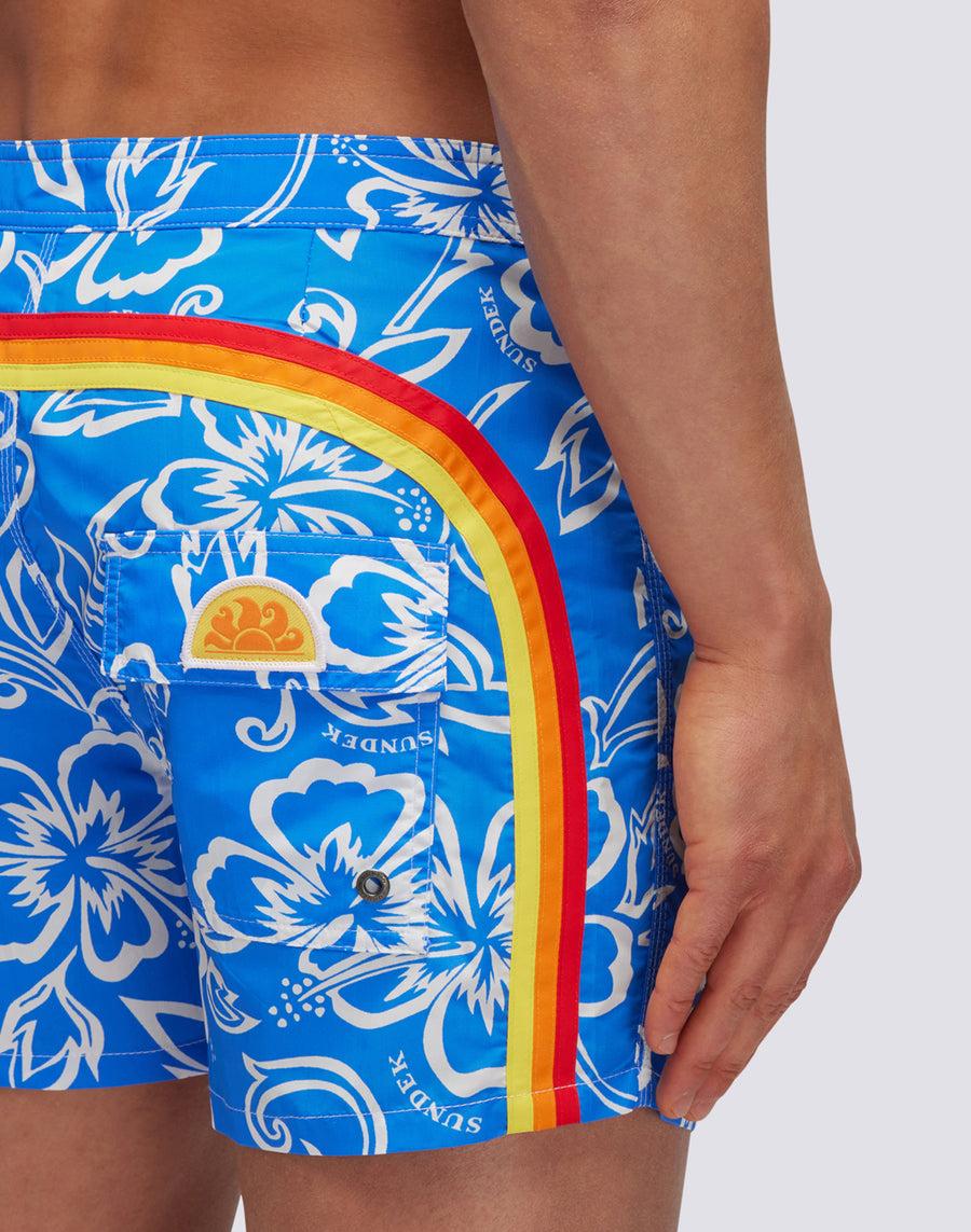 Sundek COSTUME DA BAGNO CORTO VITA FISSA ICONIC TAFFETA CON STAMPA VINTAGE m501bdta1ia-616ia Qualità