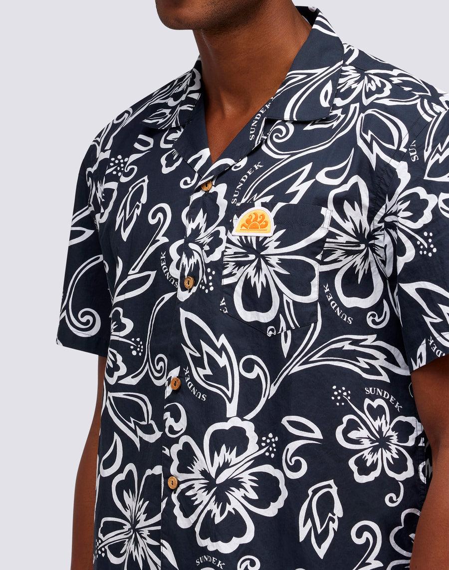 Sundek CAMICIA CON STAMPA HIBISCUS VINTAGE m817shmu1ia-661ia Smaltimento dello stoccaggio