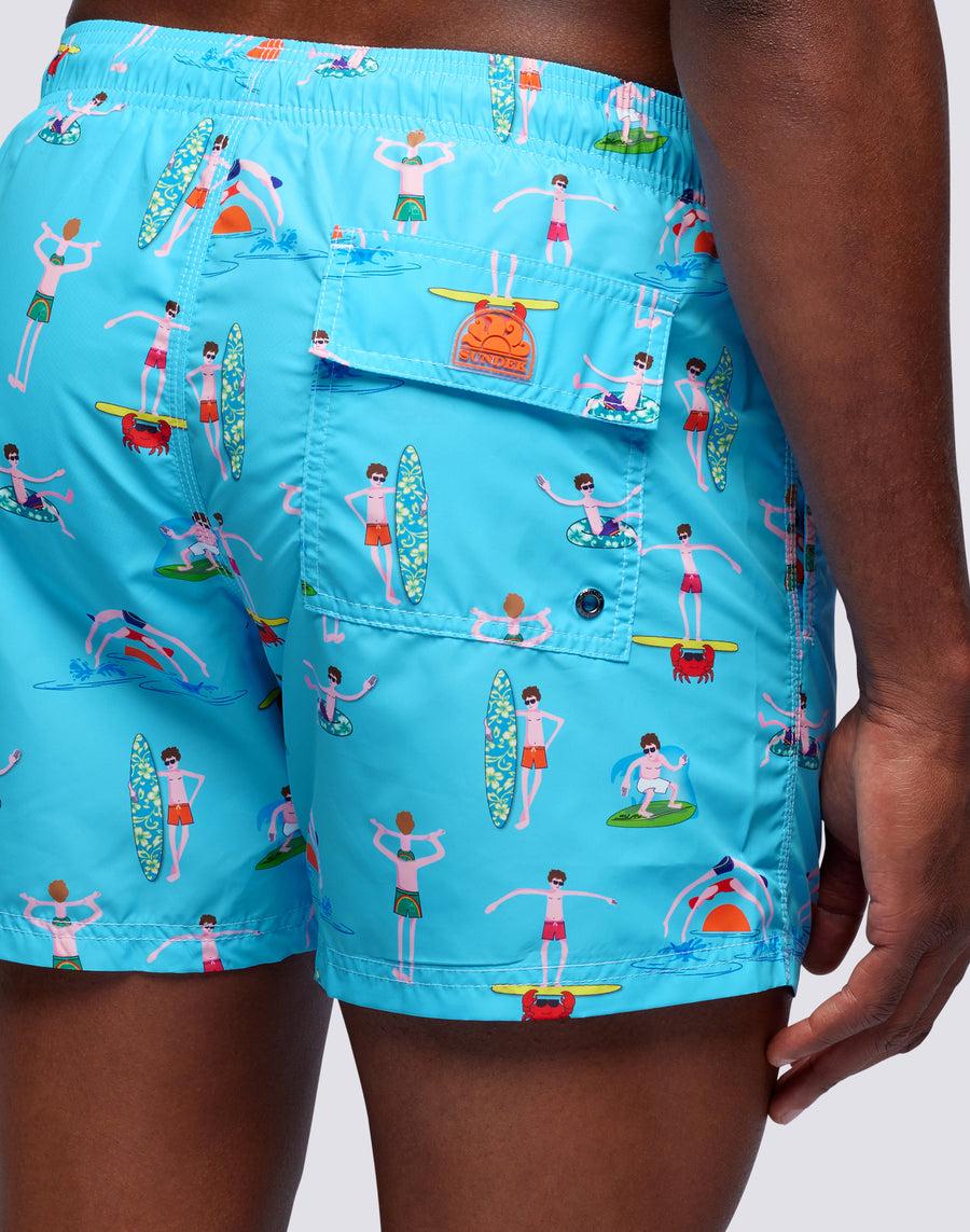 Sundek costume da bagno corto a vita elasticata microstampa beach boy m633bdrt4bg-006bg Presa
