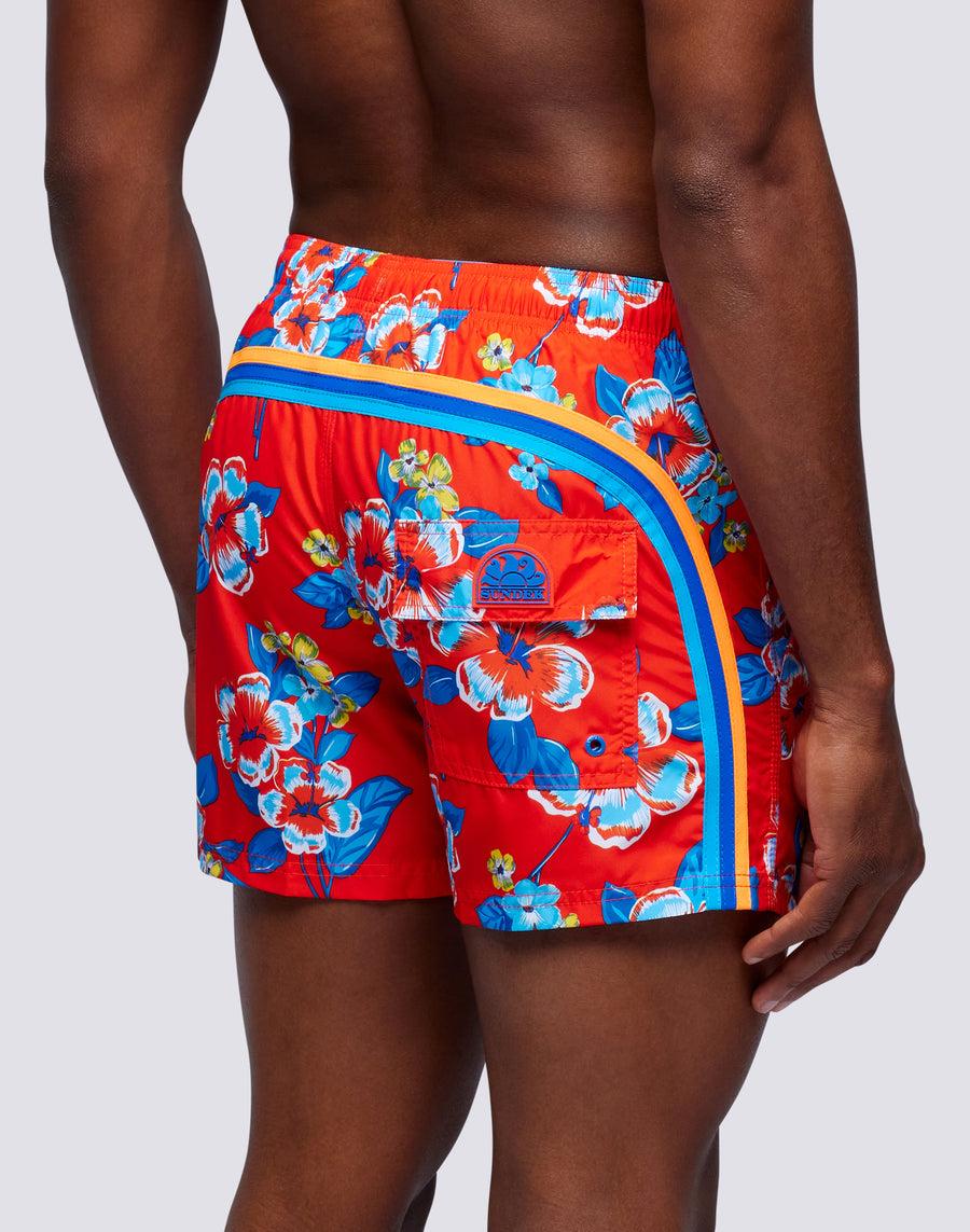 Sundek costume da bagno corto vita elasticata repreve® con stampa hibi pansy m274ssl414m-a224m Moda