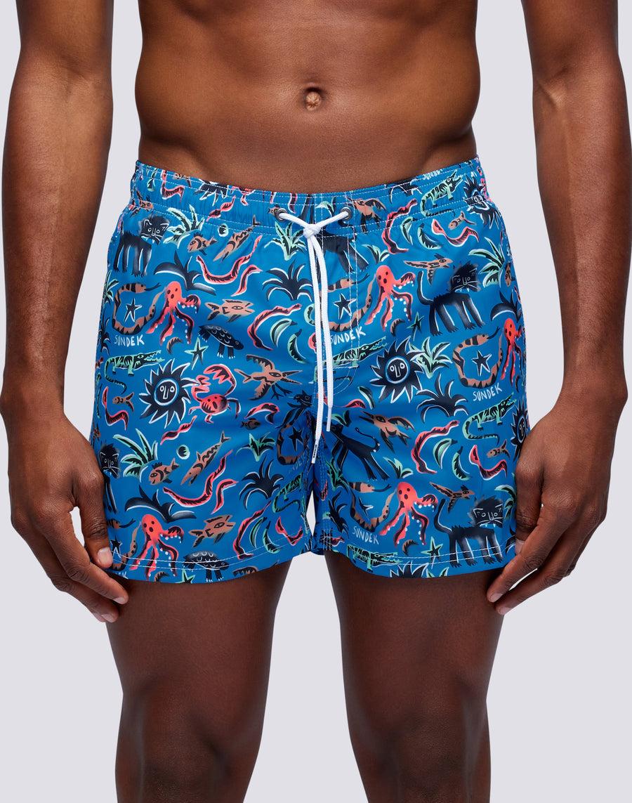 Sundek costume da bagno corto vita elasticata stampa safari surprise repreve® m504bdrt3li-004li Sottocosto