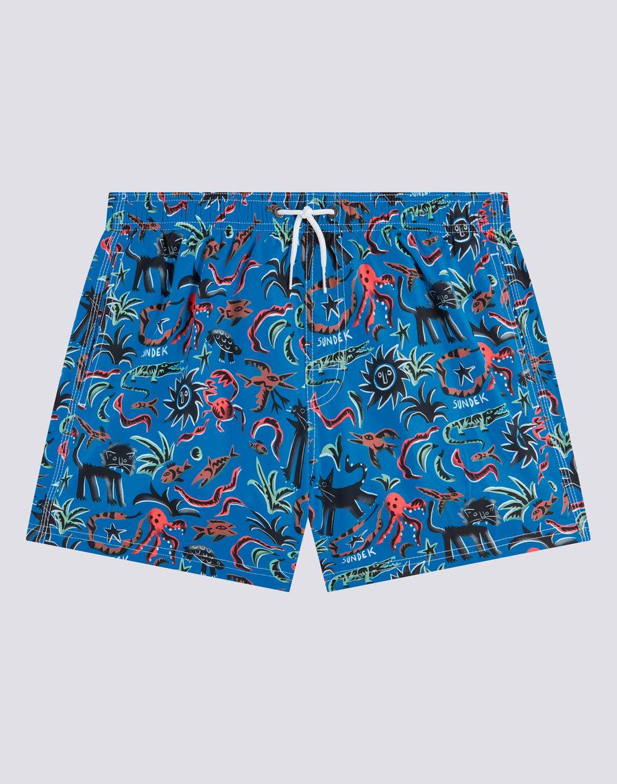 Sundek costume da bagno corto vita elasticata stampa safari surprise repreve® m504bdrt3li-004li Sottocosto