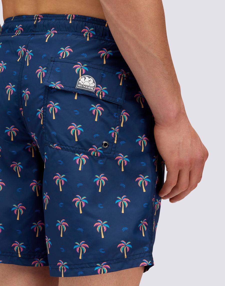 Sundek COSTUME DA BAGNO MEDIO VITA ELASTICATA STAMPA MINI PALM IN POLY RICICLATO m665bdrt48p-0078p Saldi