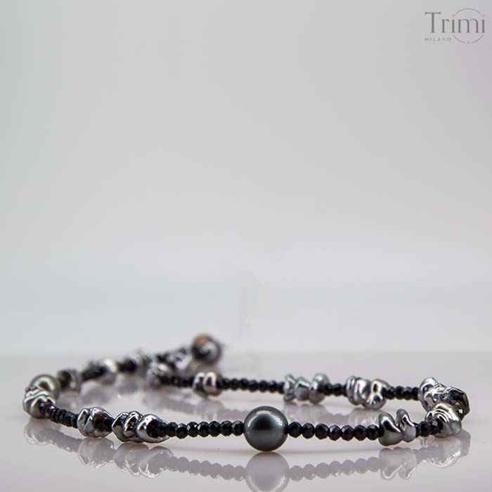 Trimi Gioielli Collana con perle di tahiti e spinello e keshi In Saldo