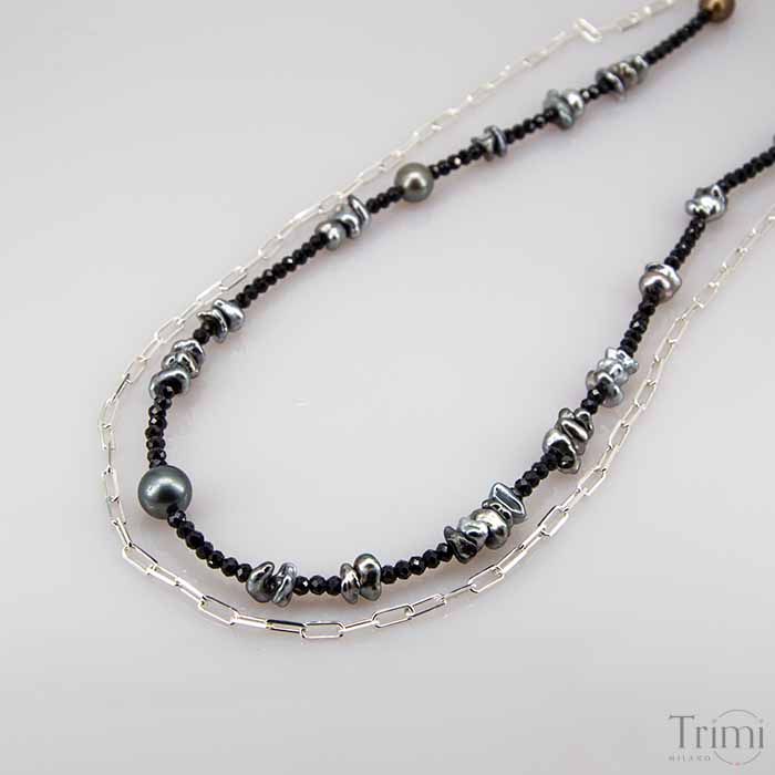 Trimi Gioielli Collana con perle di tahiti e spinello e keshi In Saldo