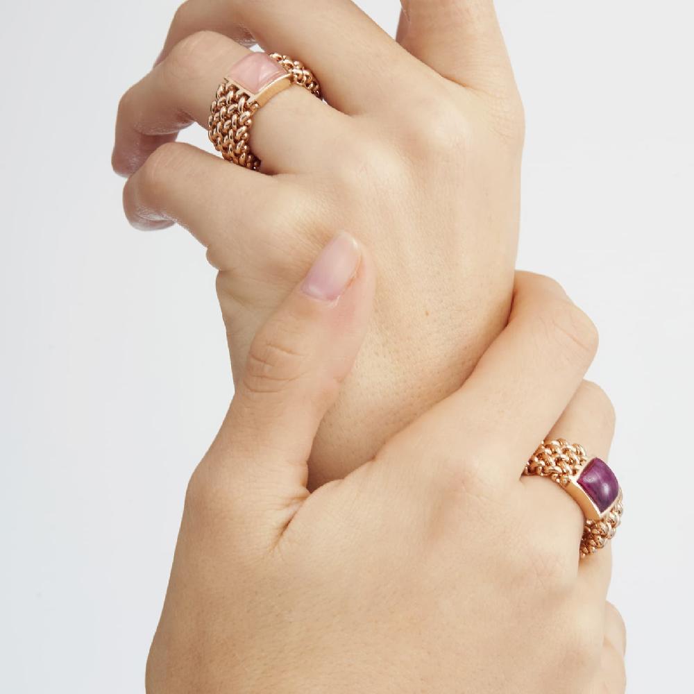 Unoaerre Anello in argento dorato rosa con radice di rubino | UNOAERRE Gioielli Promozione Limitata