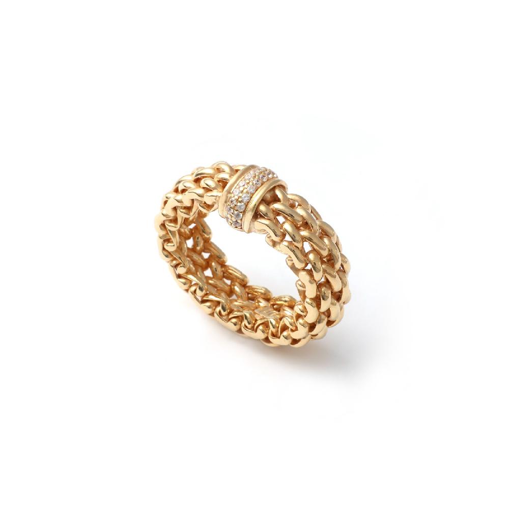 Unoaerre Anello in argento dorato e zirconi | UNOAERRE Gioielli