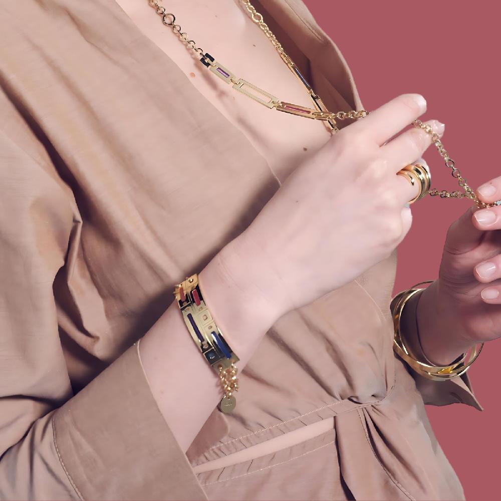 Unoaerre Bracciale in bronzo dorato e smalto colorato | UNOAERRE Gioielli Vendita