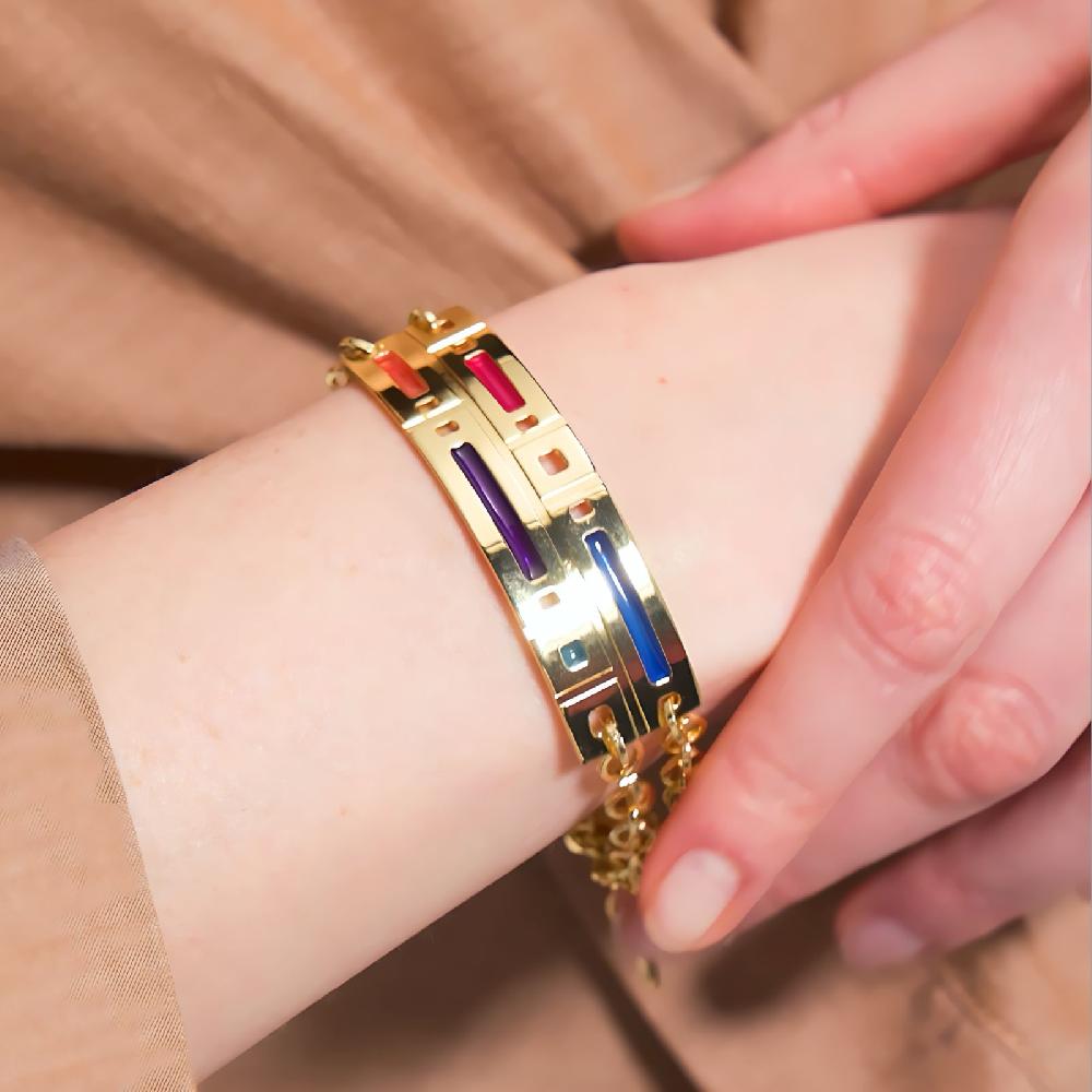 Unoaerre Bracciale in bronzo dorato e smalto colorato | UNOAERRE Gioielli Vendita