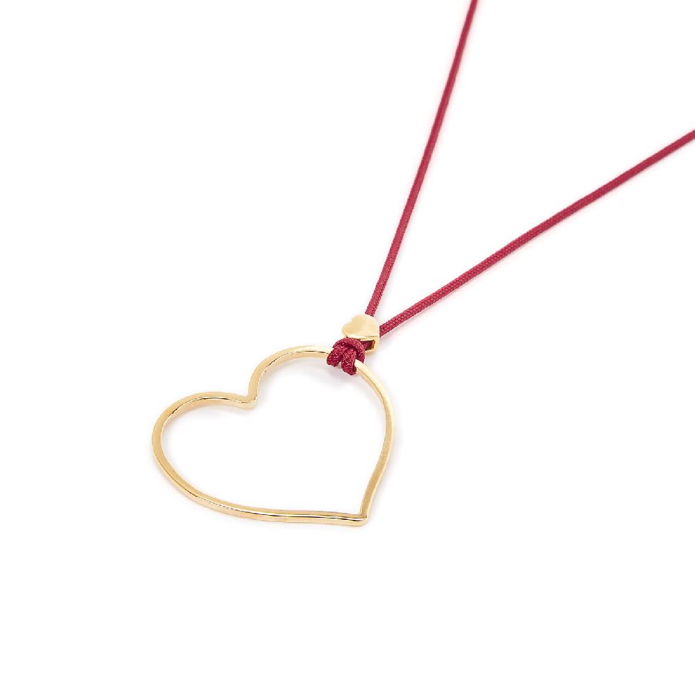 Unoaerre Collana con pendente cuore in oro e cordino rosso | UNOAERRE Gioielli Italia