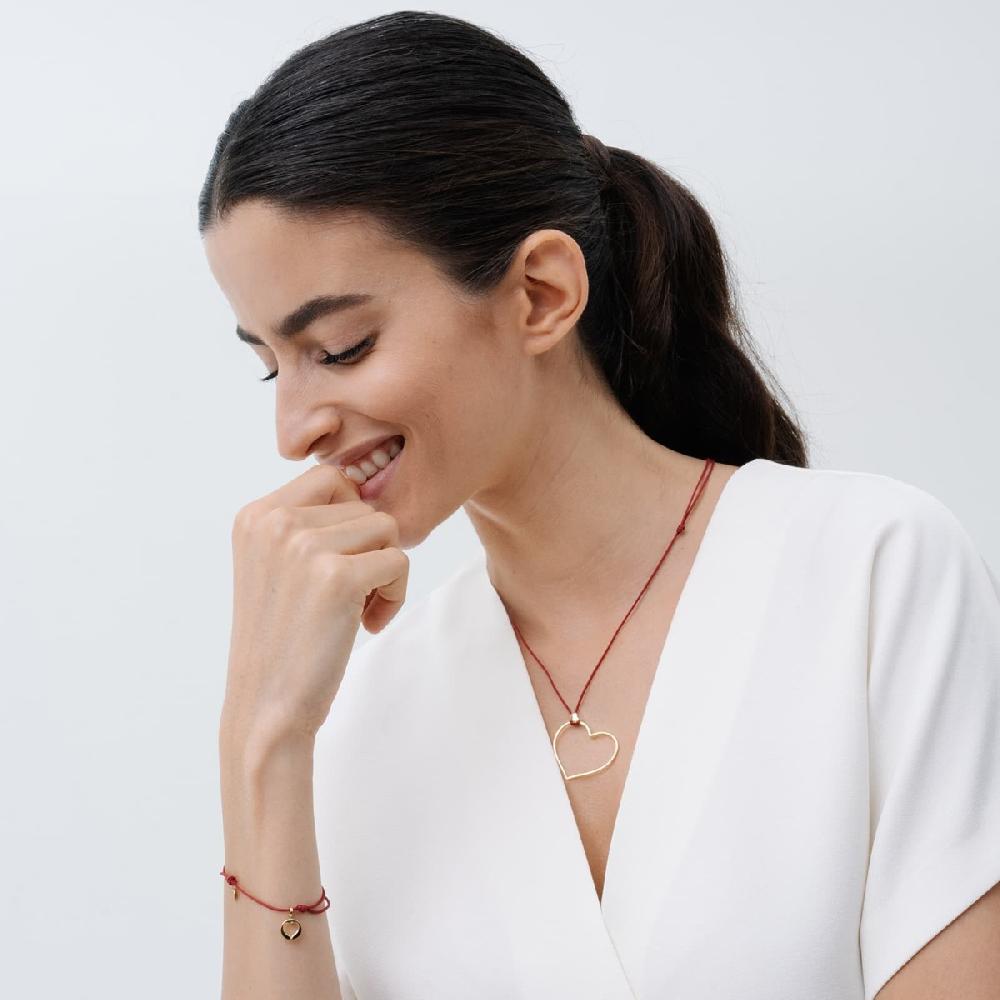Unoaerre Collana con pendente cuore in oro e cordino rosso | UNOAERRE Gioielli Italia