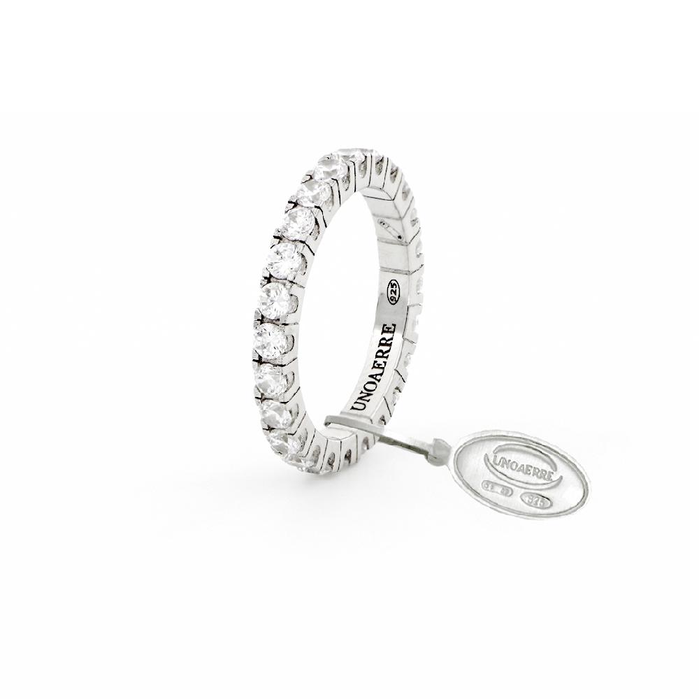 Unoaerre Anello veretta in argento e pietre zirconia cubica | UNOAERRE Gioielli Convenienza