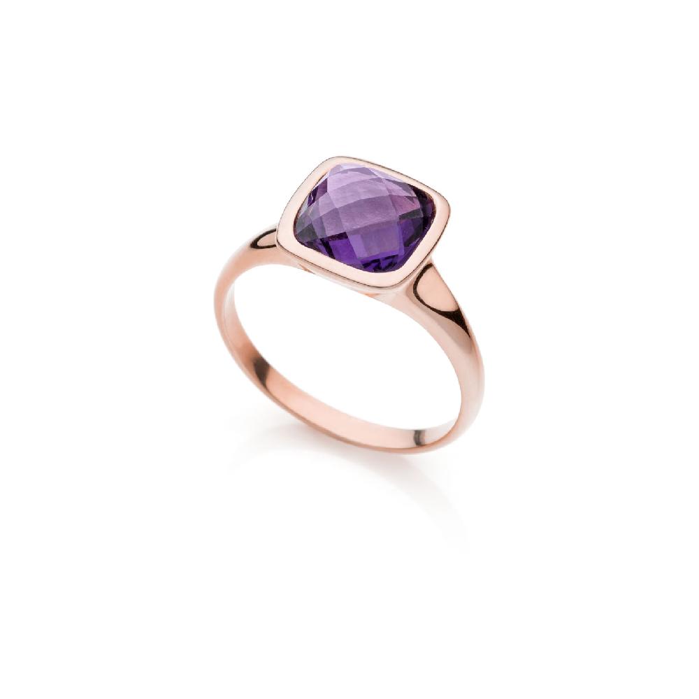 Unoaerre Anello donna argento e cristallo ametista | UNOAERRE Gioielli