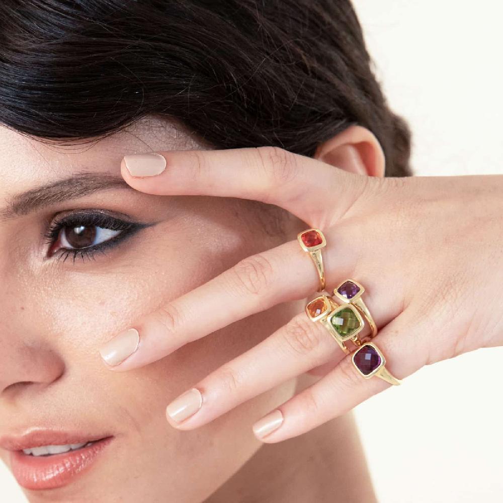 Unoaerre Anello donna argento e cristallo verde peridot | UNOAERRE Gioielli Outlet